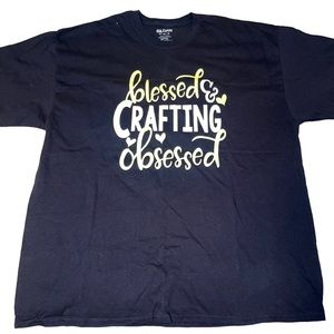 NWOT Gildan Women’s Short Sleeve Graphic T-Shirt Blessed & Crafting Obse…